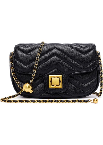 Kadın Siyah Uzun Askılı Kapitone Mini Çapraz Çanta 25ABD2430KP