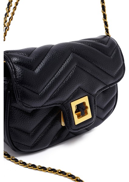 Kadın Siyah Uzun Askılı Kapitone Mini Çapraz Çanta 25ABD2430KP