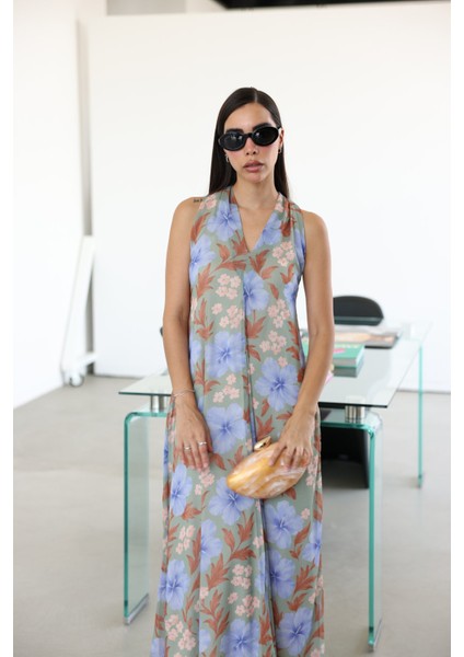 Çiçek Desenli Üzeri Tül Ayarlanabilir Askılı Elbise fiyatları