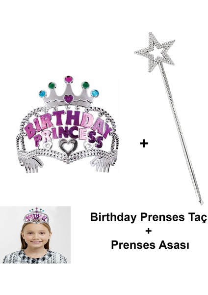 Kız Çocuk Doğum Günü Prenses Seti – Taç ve Sihirli Asa