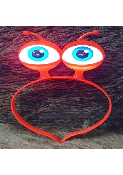 LED Işıklı &amp; Pilli 3 Farklı Modda Yanan Uzaylı Göz Parti Tacı Kırmızı Renk 18X12 cm fiyatları