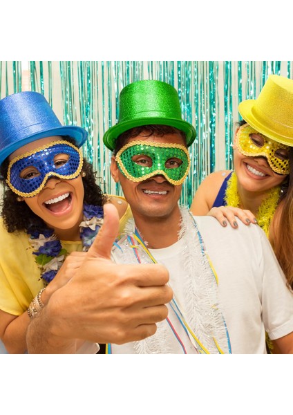 Mavi Renk Parıltılı Simli Fötr Silindir Parti Şapkası fırsatları