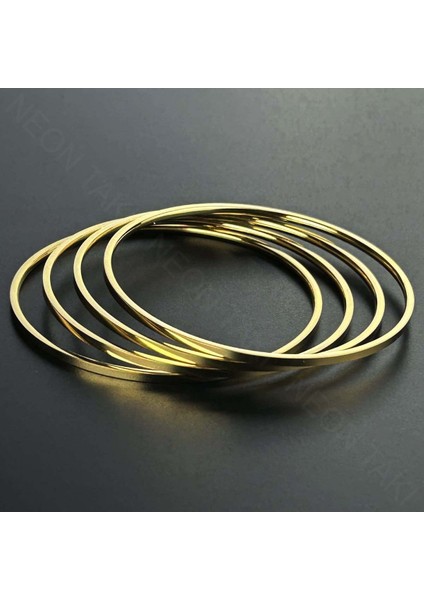 Ajda Bilezik, 4 Adet, Paslanmaz Çelik Charm Taşıyıcı Bileklik 135, Çap 60mm, Altın Renk modelleri