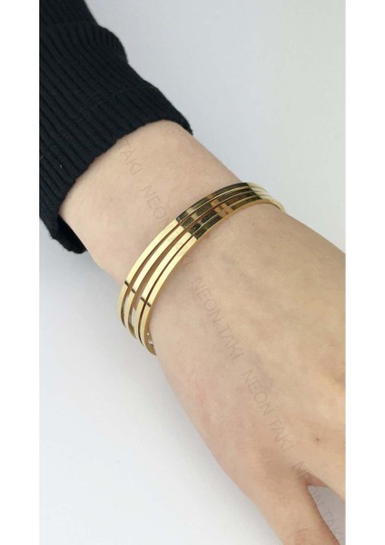 4lü Kare Profil, Paslanmaz Charm Taşıyıcı Ajda Bilezik 134, Çap 65mm, Altın Renk fiyatları