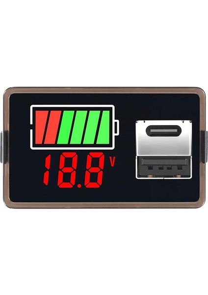 12V Akü Kapasite Göstergesi Usb+Type-C - Kırmızı