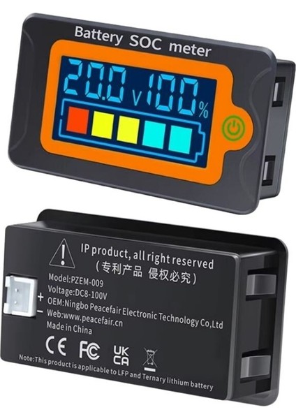 PZEM-009 8-100V Dijital Pil Voltaj Kapasite Göstergesi - Turuncu fiyatları
