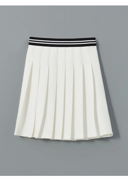 Lcw Kids Ekru Beli Lastikli Pileli Kız Çocuk Etek