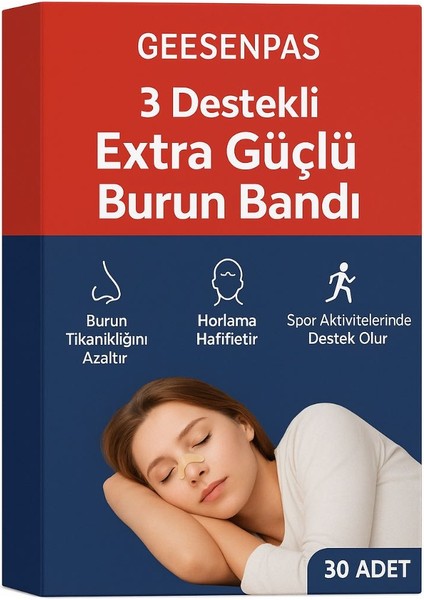 Extra Güçlü Nefes Burun Bandı – 3 Destekli (30 Adet) fiyatları