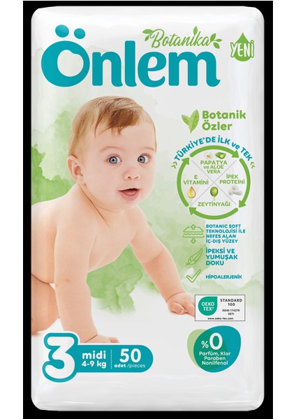 Botanika Bebek Bezi Ikili Jumbo Paket Midi 50 Adet (4-9 Kg)