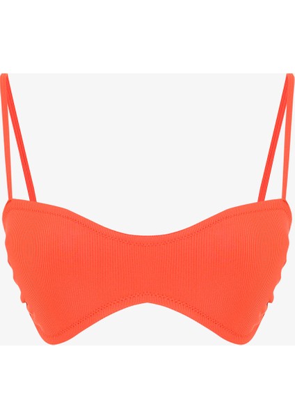 Praslin Minimal Kesim Kırmızı Bandeau Bikini Üstü