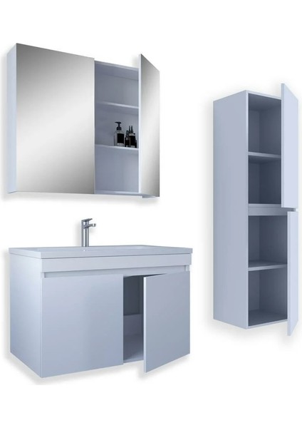 Tokyo 65 Cm Beyaz Mdf Banyo Dolabı Seti + Boy Dolabı fiyatları