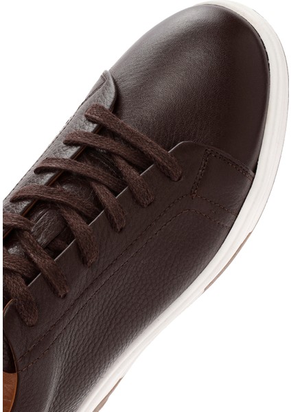 Erkek Kahverengi Bağcıklı Kalın Tabanlı Deri Sneaker 25WFD6885FT