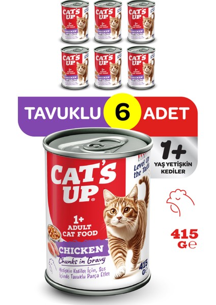 Cats Up Yaş Yetişkin Kedi Maması Tavuklu 415GR 6lı