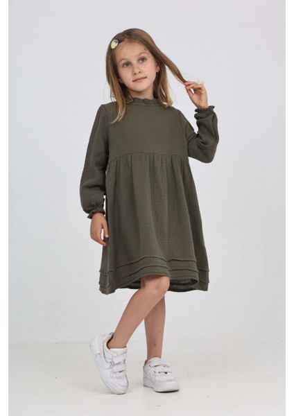 Kız Çocuk Yaka Fırfırlı Elbise modelleri
