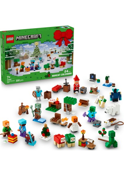 ® Minecraft® 2025 Yılbaşı Takvimi 21280 - 7 Yaş ve Üzeri Çocuklar Için Video Oyunu Temalı Koleksiyonluk Yaratıcı Oyuncak Yapım Seti (300 Parça)