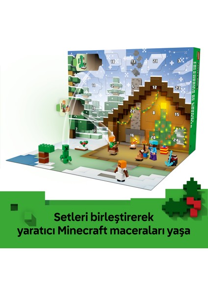 ® Minecraft® 2025 Yılbaşı Takvimi 21280 - 7 Yaş ve Üzeri Çocuklar Için Video Oyunu Temalı Koleksiyonluk Yaratıcı Oyuncak Yapım Seti (300 Parça)