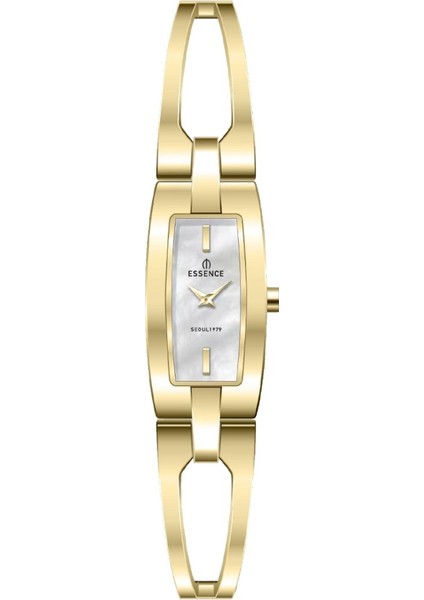 D1238.120 Sedefli Dikdörtgen Kadran Metal Kordon Metal Kasa 3 Atm Suya Dayanıklı Altın Renk Kadın Kol Saati