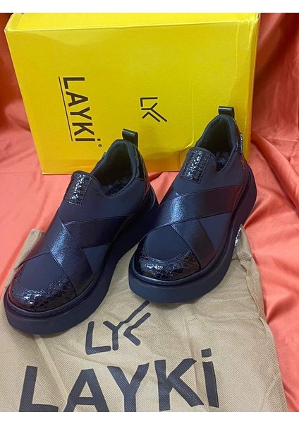 0000068 Siyah Renkli Krok Deri Lastikli Paraşüt Kumaş Sneaker Yürüyüş Ayakkabısı modelleri