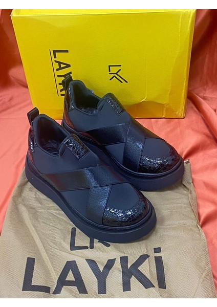 0000068 Siyah Renkli Krok Deri Lastikli Paraşüt Kumaş Sneaker Yürüyüş Ayakkabısı fırsatları