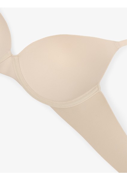 Liny Ribbed Balenli Seramik Bej Sütyen