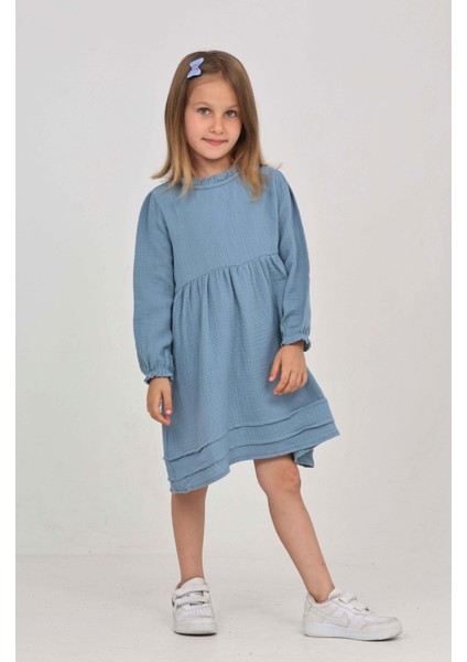 Kız Çocuk Yaka Fırfırlı Elbise