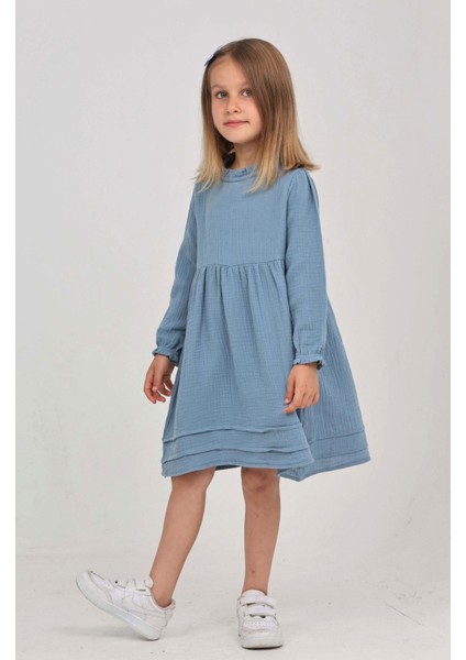 Kız Çocuk Yaka Fırfırlı Elbise modelleri
