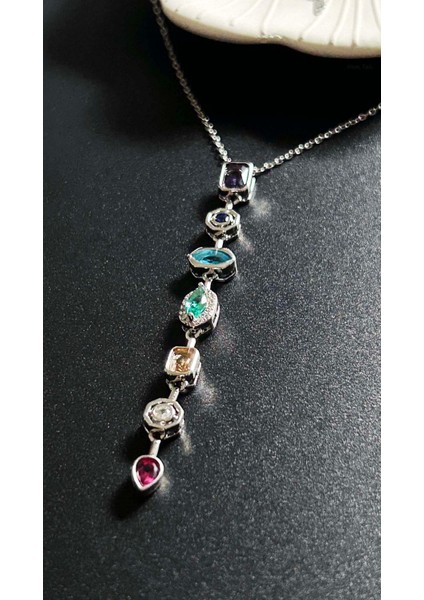 Yedi Element Kolye, Çok Renkli, Paslanmaz Çelik 406, Kasa Gümüş Renk fırsatları