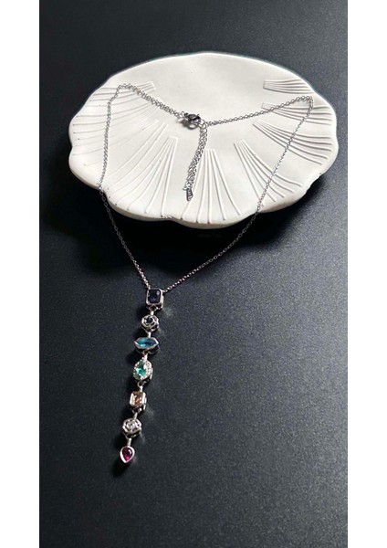 Yedi Element Kolye, Çok Renkli, Paslanmaz Çelik 406, Kasa Gümüş Renk indirimleri