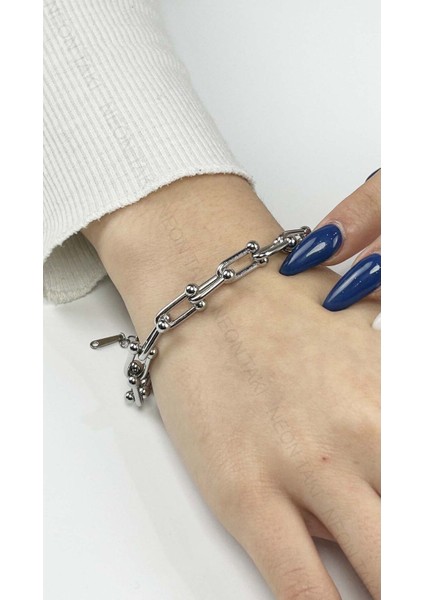 Paslanmaz Çelik Zincir Bileklik 378, Gümüş Renk