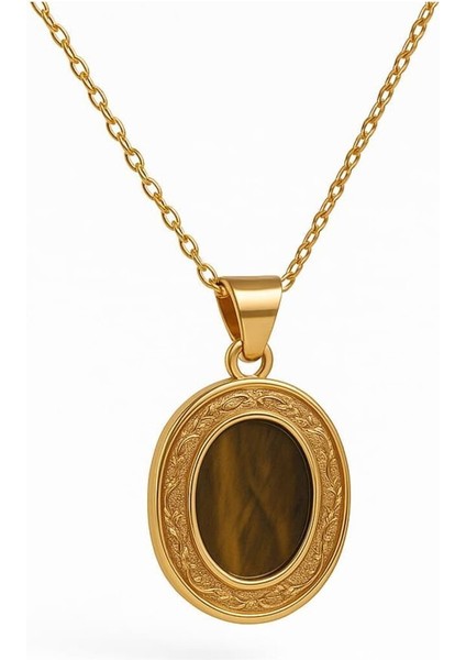 Unisex Kaplan Gözü Kolye Doğal Taş Paslanmaz Zincirli Enerji Taşı Hediye Seçeneği fırsatları