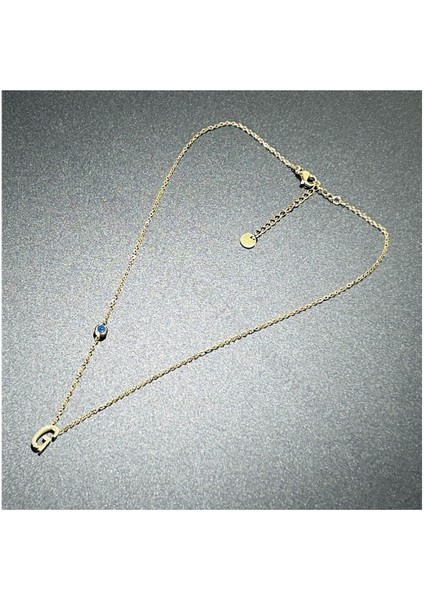 G Harfli, Nazar Figürlü, Paslanmaz Çelik Kolye 276, Altın Renk fırsatları