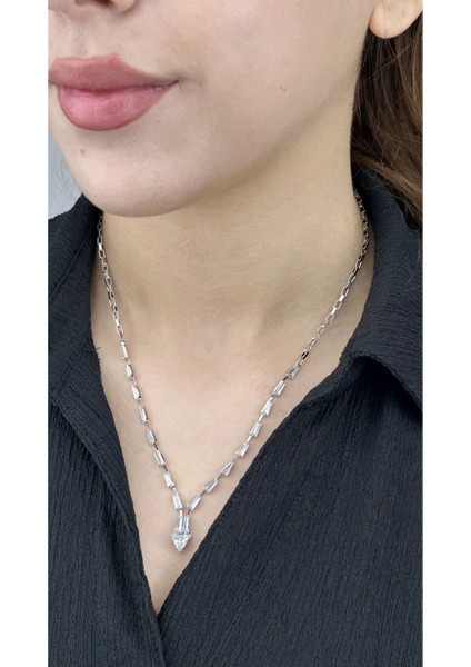 Su Yolu, Zirkon Taşlı, Kolye 209, Gümüş Renk fiyatları