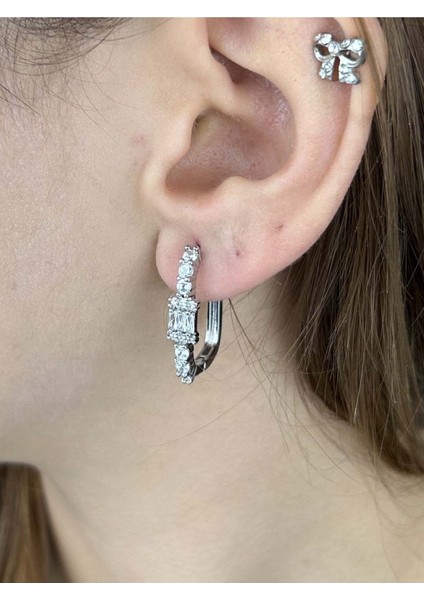 Zirkon Taşlı Küpe 426, Gümüş Renk