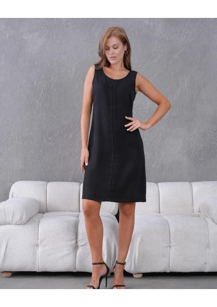 100% Tencel Kumaş Siyah Kadın Elbise modelleri