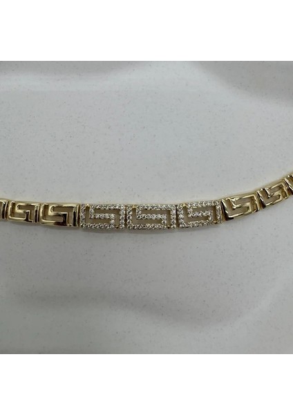 Özel Seri Athena Gold Yunan Desen Taşlı Detay Bileklik - Gold fiyatları