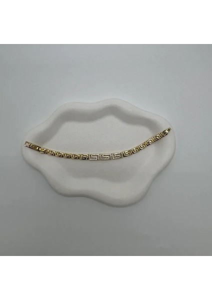 Özel Seri Athena Gold Yunan Desen Taşlı Detay Bileklik - Gold modelleri