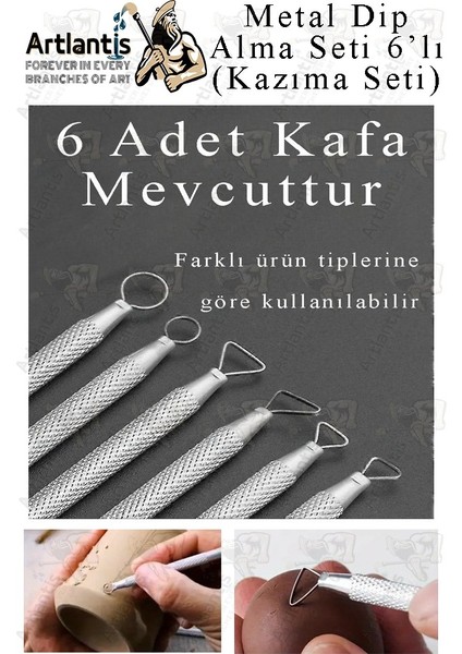 Tel Dip Alma Seti 6 Lı 13 cm 1 Paket Kazıma Seti Paslanmaz Çelik Rötüş Modelaj Kil Heykel Çömlek Yapma Çubuğu Sanatsal fiyatları