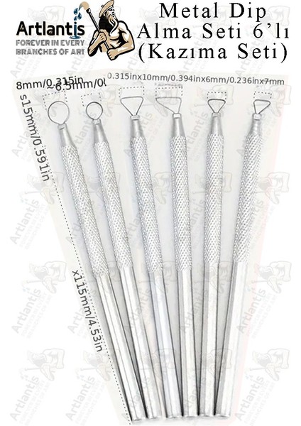Tel Dip Alma Seti 6 Lı 13 cm 1 Paket Kazıma Seti Paslanmaz Çelik Rötüş Modelaj Kil Heykel Çömlek Yapma Çubuğu Sanatsal modelleri