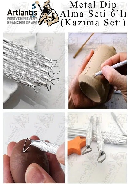 Tel Dip Alma Seti 6 Lı 13 cm 1 Paket Kazıma Seti Paslanmaz Çelik Rötüş Modelaj Kil Heykel Çömlek Yapma Çubuğu Sanatsal indirimleri