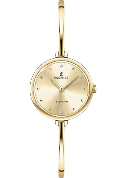 D1242.110 Taşlı Tasarım Metal Kordon Metal Kasa 3 Atm Suya Dayanıklı Altın Renk Kadın Kol Saati