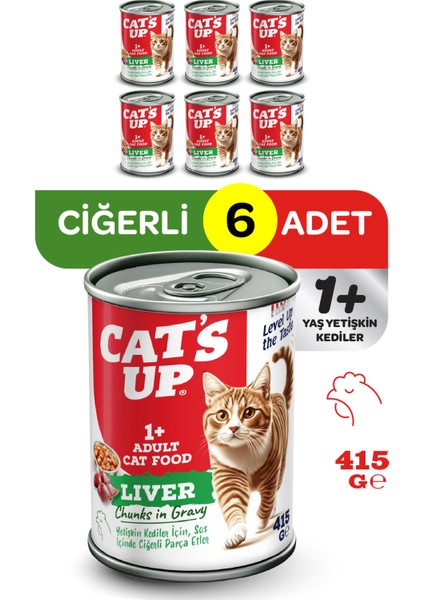 Cats Up Yaş Yetişkin Kedi Maması Ciğerli 415GR 6lı