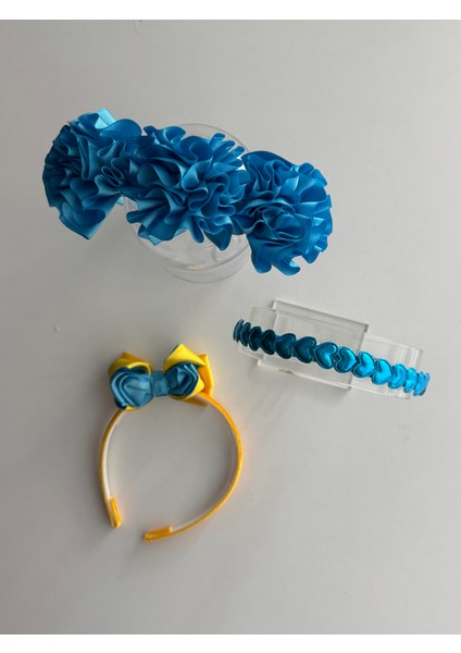 3'lü Kız Çocuk Saç Taçı Seti – Canlı Renkler ve Şık Desenler ile Günlük ve Özel Gün Kullanımı modelleri