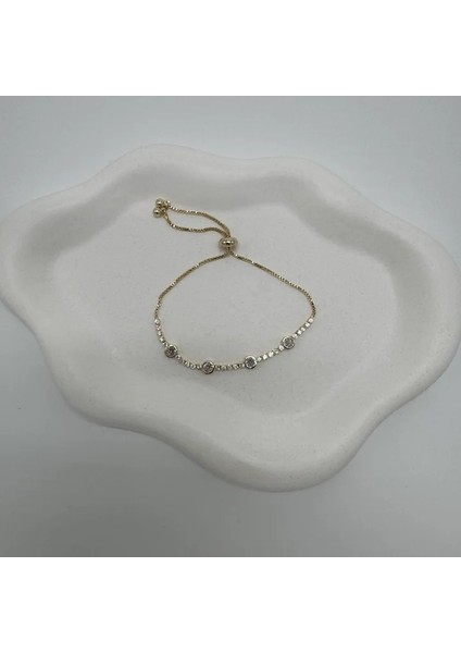 Özel Seri Gold Taş Detay Su Yolu Bileklik - Gold