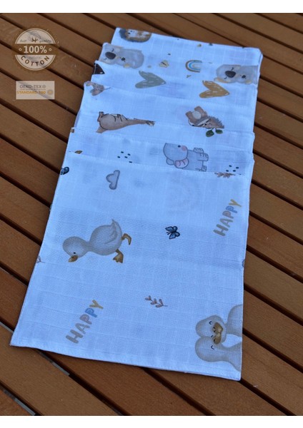 Ftbabycollection %100 Pamuk Müslin Ağız Mendili , Ağız Bezi , Ter Mendili Pamuk Çift Katlı 7'li PAKET 22X20 CM