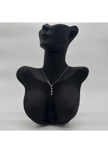 Çelik Silver Yıldız Taşlı Kolye - Silver