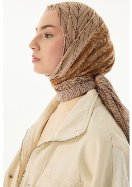 Sahra Desenli Bej Pamuklu Şal