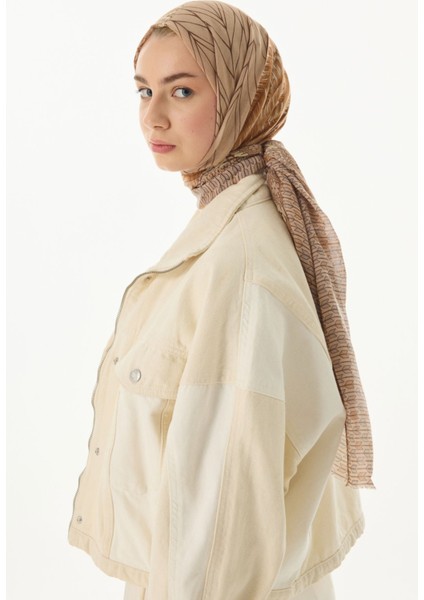 Sahra Desenli Bej Pamuklu Şal