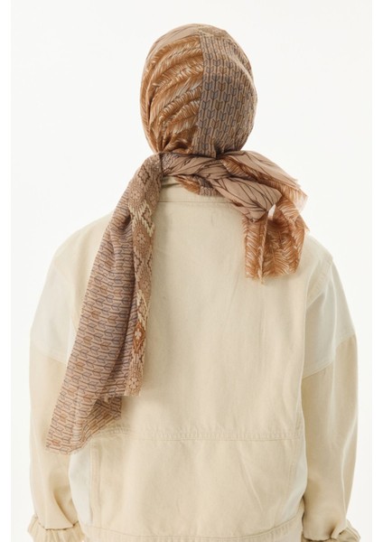 Sahra Desenli Bej Pamuklu Şal