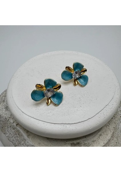 Özel Seri Çelik Mavi Taşlı Küpe - Gold fiyatları