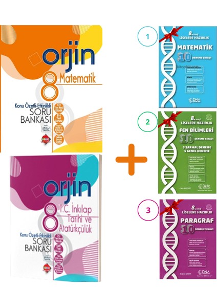 Orjin 8. Sınıf Soru Bankası Seti + 3 Hediye Deneme